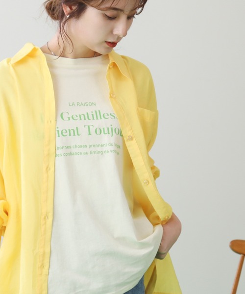 frames RAY CASSIN（フレームスレイカズン）の「WEB限定 前後差ロゴプリントロンT（Tシャツ/カットソー・レディース・キナリ/オフホワイト・FREE）」の10枚目の写真