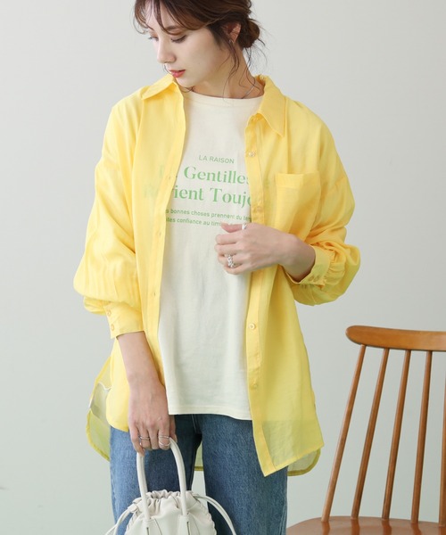 frames RAY CASSIN（フレームスレイカズン）の「WEB限定 前後差ロゴプリントロンT（Tシャツ/カットソー・レディース・キナリ/オフホワイト・FREE）」の11枚目の写真