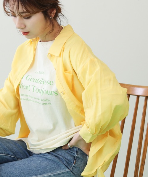 frames RAY CASSIN（フレームスレイカズン）の「WEB限定 前後差ロゴプリントロンT（Tシャツ/カットソー・レディース・キナリ/オフホワイト・FREE）」の8枚目の写真