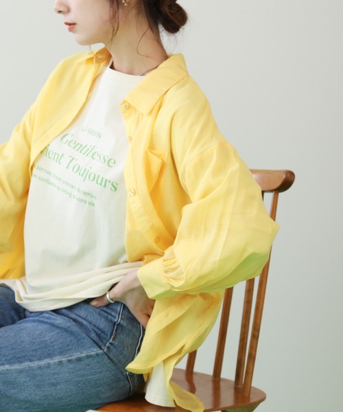 frames RAY CASSIN（フレームスレイカズン）の「WEB限定 前後差ロゴプリントロンT（Tシャツ/カットソー・レディース・キナリ/オフホワイト・FREE）」の9枚目の写真