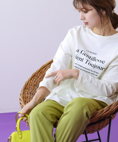 frames RAY CASSIN（フレームスレイカズン）の「WEB限定 前後差ロゴプリントロンT（Tシャツ/カットソー・レディース・キナリ/オフホワイト・FREE）」の12枚目の写真