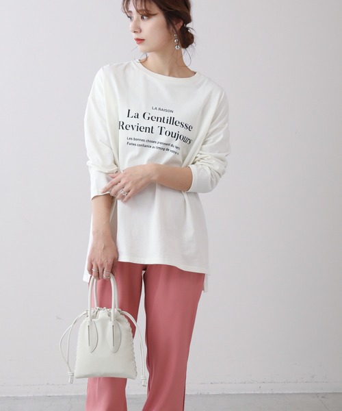 frames RAY CASSIN（フレームスレイカズン）の「WEB限定 前後差ロゴプリントロンT（Tシャツ/カットソー・レディース・キナリ/オフホワイト・FREE）」の20枚目の写真