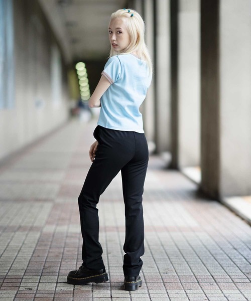 X-girl（エックスガール）の「X-GIR FRIENDS CAROLINE DINER S/S RINGER TEE/エックスガール×キャロラインダイナー　コラボ　リンガーチビT（Tシャツ/カットソー・レディース・ホワイト/ブラック/ライトブルー・S/M）」の7枚目の写真