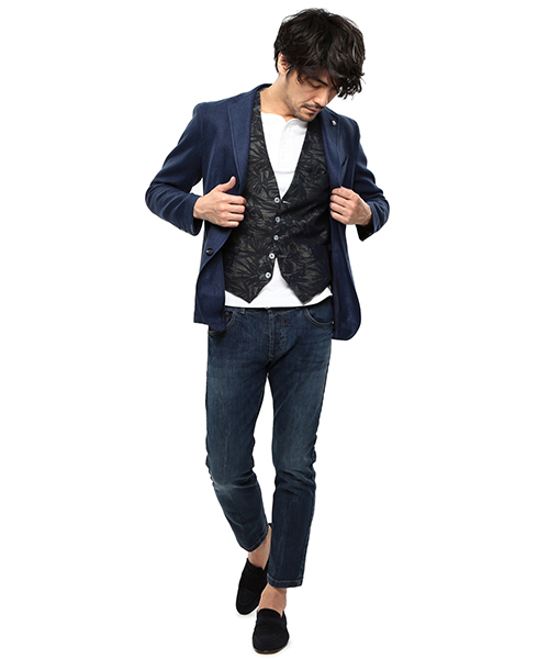 TAGLIATORE（タリアトーレ）の「TAGLIATORE / “TORNEO 3B” リネン × シルク ホップサック（テーラードジャケット・メンズ・インディゴブルー・42/44/46/48）」の16枚目の写真