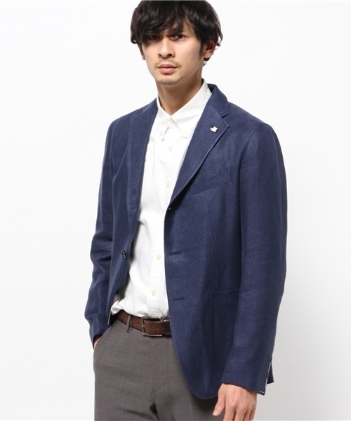 TAGLIATORE（タリアトーレ）の「TAGLIATORE / “TORNEO 3B” リネン × シルク ホップサック（テーラードジャケット・メンズ・インディゴブルー・42/44/46/48）」の5枚目の写真