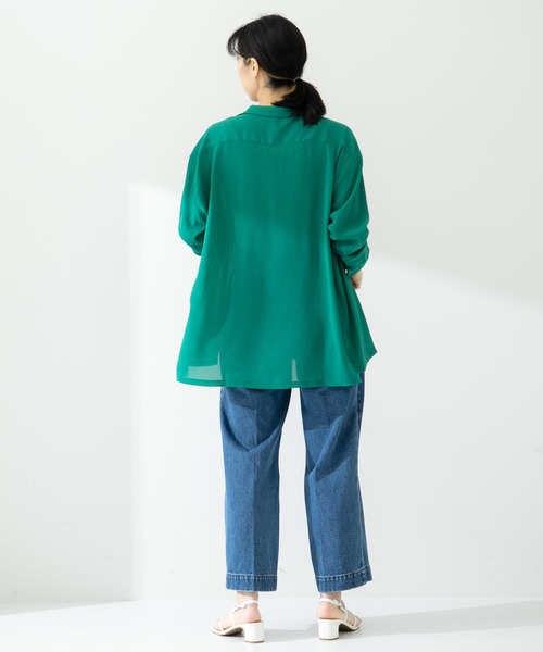 SENSE OF PLACE by URBAN RESEARCH(センスオブプレイスバイアーバンリサーチ)の「『ユニセックス』シアーヨウリュウオープンカラーシャツA(シャツ/ブラウス・メンズ・ネイビー/グリーン/ライトベージュ/ブルー・LARGE/MEDIUM)」の14枚目の写真