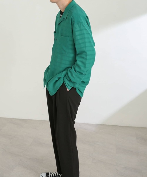 SENSE OF PLACE by URBAN RESEARCH(センスオブプレイスバイアーバンリサーチ)の「『ユニセックス』シアーヨウリュウオープンカラーシャツA(シャツ/ブラウス・メンズ・ネイビー/グリーン/ライトベージュ/ブルー・LARGE/MEDIUM)」の15枚目の写真