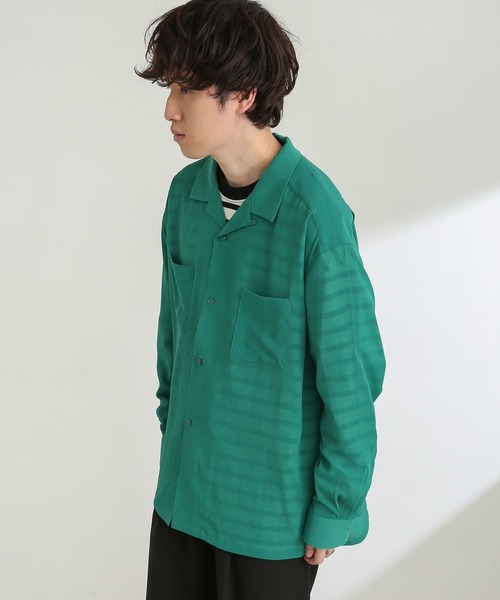 SENSE OF PLACE by URBAN RESEARCH(センスオブプレイスバイアーバンリサーチ)の「『ユニセックス』シアーヨウリュウオープンカラーシャツA(シャツ/ブラウス・メンズ・ネイビー/グリーン/ライトベージュ/ブルー・LARGE/MEDIUM)」の16枚目の写真