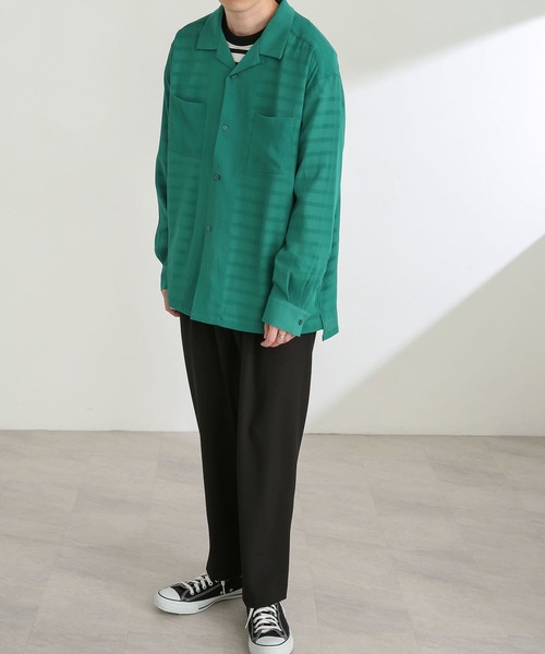 SENSE OF PLACE by URBAN RESEARCH(センスオブプレイスバイアーバンリサーチ)の「『ユニセックス』シアーヨウリュウオープンカラーシャツA(シャツ/ブラウス・メンズ・ネイビー/グリーン/ライトベージュ/ブルー・LARGE/MEDIUM)」の19枚目の写真