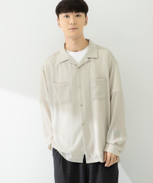 SENSE OF PLACE by URBAN RESEARCH(センスオブプレイスバイアーバンリサーチ)の「『ユニセックス』シアーヨウリュウオープンカラーシャツA(シャツ/ブラウス・メンズ・ネイビー/グリーン/ライトベージュ/ブルー・LARGE/MEDIUM)」の21枚目の写真