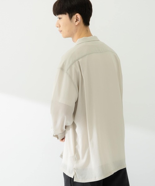 SENSE OF PLACE by URBAN RESEARCH(センスオブプレイスバイアーバンリサーチ)の「『ユニセックス』シアーヨウリュウオープンカラーシャツA(シャツ/ブラウス・メンズ・ネイビー/グリーン/ライトベージュ/ブルー・LARGE/MEDIUM)」の22枚目の写真