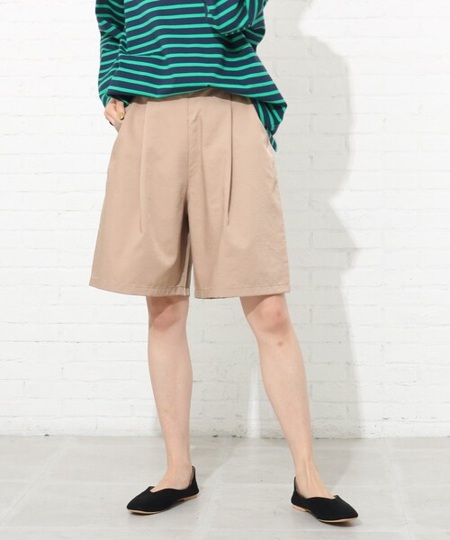 Cutie Blonde（キューティーブロンド）の「◆【S-L】タックハーフパンツ（その他パンツ・レディース・ブラック/サンドベージュ/ダークオレンジ・01/02/03）」の4枚目の写真