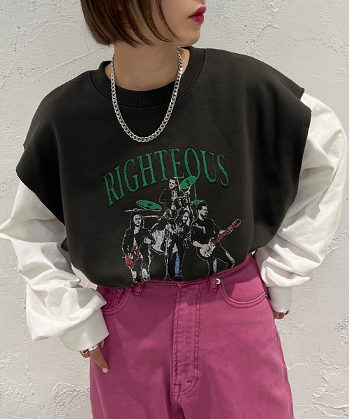 apres jour mignon（アプレジュールミニョン）の「スウェットベスト【ZOZOTOWN限定アイテム】（ベスト・レディース・ブラック/グリーン/ナチュラル・X-LARGE/フリー）」の2枚目の写真