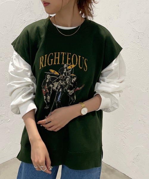 apres jour mignon（アプレジュールミニョン）の「スウェットベスト【ZOZOTOWN限定アイテム】（ベスト・レディース・ブラック/グリーン/ナチュラル・X-LARGE/フリー）」の14枚目の写真