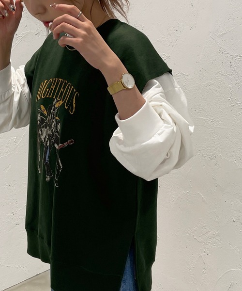 apres jour mignon（アプレジュールミニョン）の「スウェットベスト【ZOZOTOWN限定アイテム】（ベスト・レディース・ブラック/グリーン/ナチュラル・X-LARGE/フリー）」の16枚目の写真