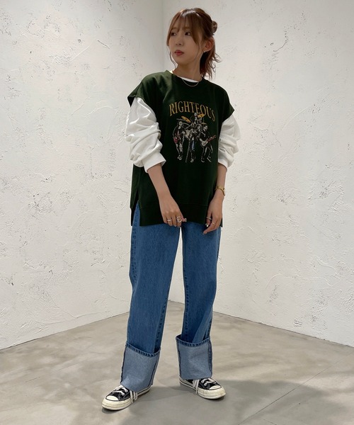 apres jour mignon（アプレジュールミニョン）の「スウェットベスト【ZOZOTOWN限定アイテム】（ベスト・レディース・ブラック/グリーン/ナチュラル・X-LARGE/フリー）」の19枚目の写真