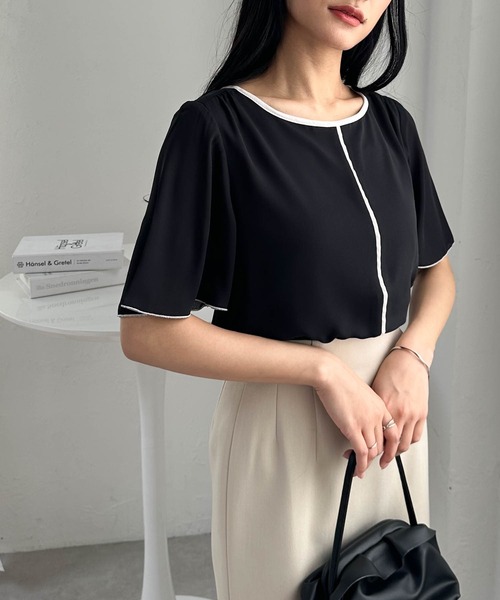 みんみん❣️ LOHEN イレギュラーヘムVカラーブラウス カットソー LOHEN イレギュラーヘムVカラーブラウス カットソー書庫