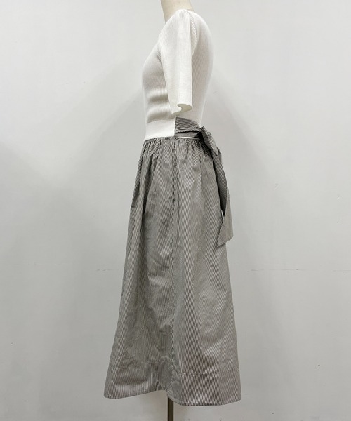 PICCIN（ピッチン）の「ストライプ切替バックリボンワンピース（ワンピース・レディース・ブラック/オフホワイト・M）」の7枚目の写真