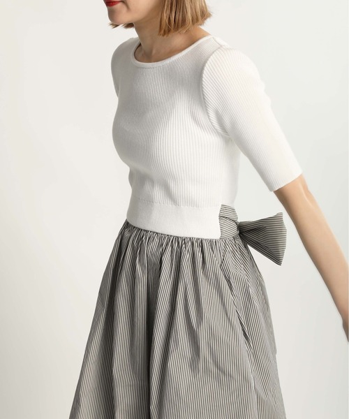 PICCIN（ピッチン）の「ストライプ切替バックリボンワンピース（ワンピース・レディース・ブラック/オフホワイト・M）」の21枚目の写真
