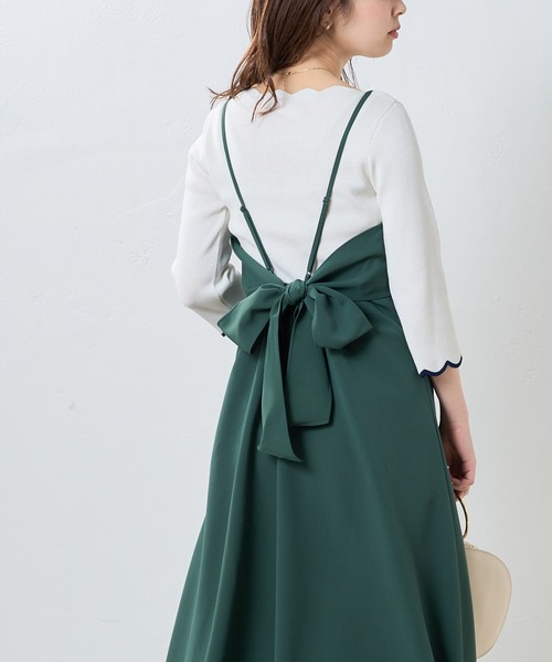 natural couture（ナチュラルクチュール）の「WEB限定カラー有り/リバイバルアイテム/袖口配色スカラップ7分袖強撚ニット（ニット/セーター・レディース・オフホワイト/ライトベージュ/ブルー/ネイビー/ピンク/その他1/その他2・FREE）」の18枚目の写真