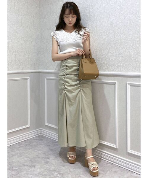 dazzlin（ダズリン）の「ダブルギャザーストレートスカート（スカート・レディース・ブラック/グリーン/アイボリー・SMALL/MEDIUM）」の12枚目の写真