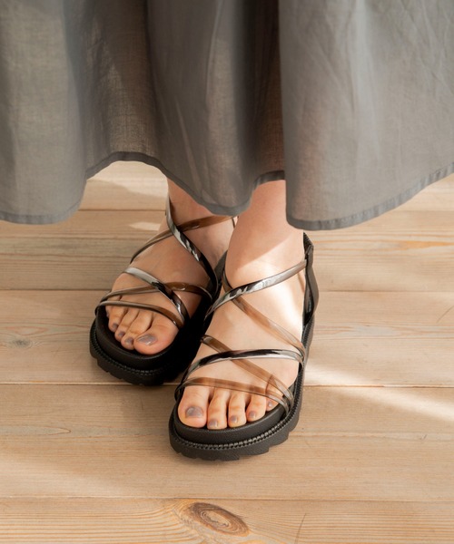 ANGIE（アンジー）の「プラットフォームストラップサンダル（サンダル・レディース・ブラック系/ブラック/ベージュ系・SMALL/X-LARGE/MEDIUM/LARGE）」の2枚目の写真