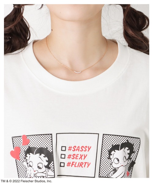 Mac-House(マックハウス)の「Betty Boop プリントビッグシルエットTシャツ(Tシャツ/カットソー・レディース・ホワイト/パープル/グレー・フリー)」の10枚目の写真