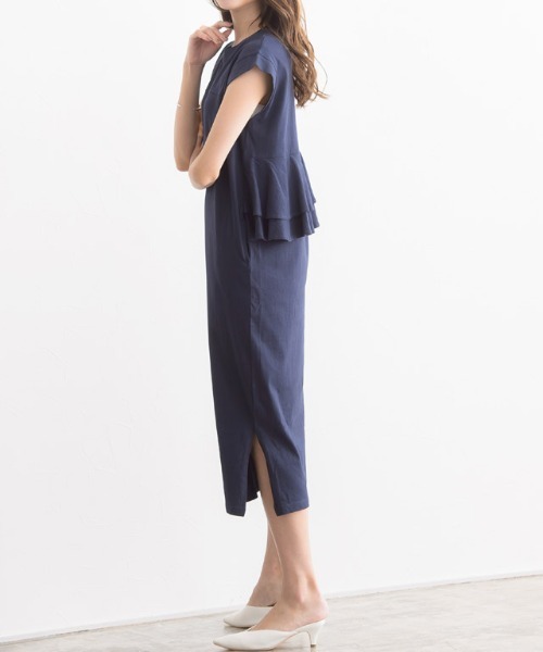 M バックフリルワンピース  ブラック バックフリルロングワンピース【期間限定価格】【10%OFF対象商品