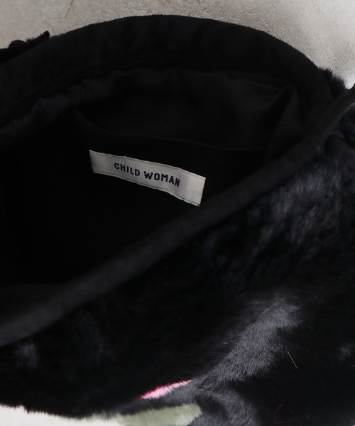 CHILD WOMAN（チャイルドウーマン）の「フェイクファー はめ込み花モチーフ巾着バッグ（トートバッグ・レディース・ブラウン/ブラック/マスタード・FREE）」の16枚目の写真