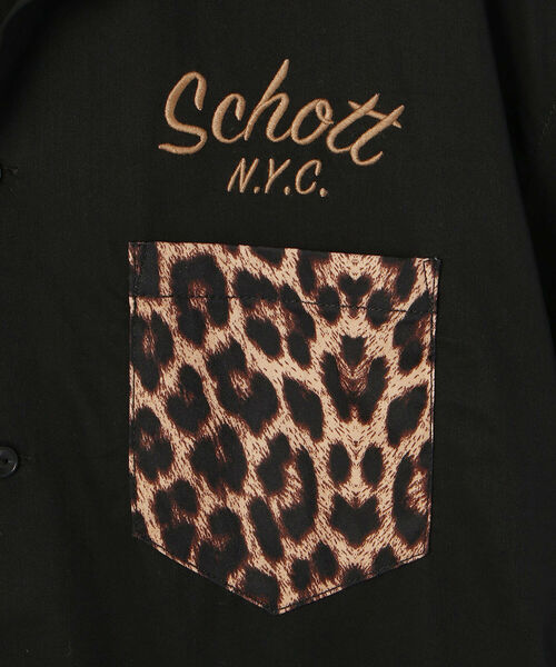 schott（ショット）の「ANIMAL PRINT COMBI SHIRT/アニマルプリント コンビシャツ（シャツ/ブラウス・メンズ・ブラック/カーキ・MEDIUM/LARGE/XX-LARGE/X-LARGE/2XL）」の6枚目の写真