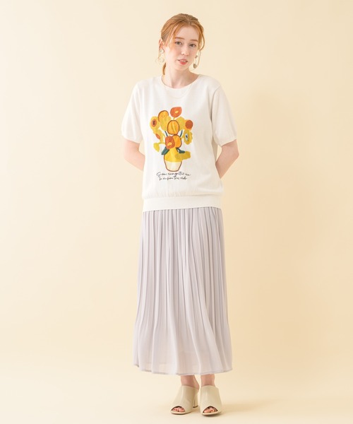 Paradise Picnic（パラダイスピクニック）の「ROSIEE　ひまわりインターシャニット（ニット/セーター・レディース・ホワイト/ネイビー・FREE）」の4枚目の写真