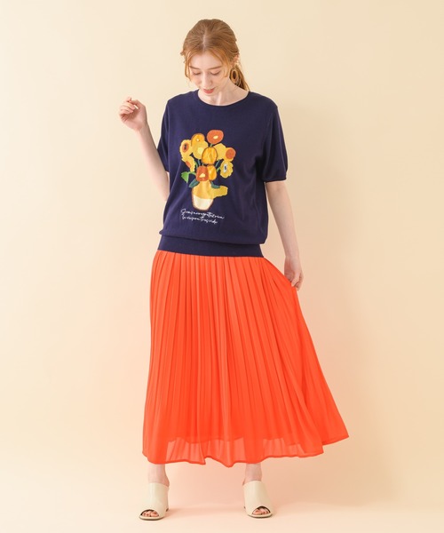 Paradise Picnic（パラダイスピクニック）の「ROSIEE　ひまわりインターシャニット（ニット/セーター・レディース・ホワイト/ネイビー・FREE）」の13枚目の写真