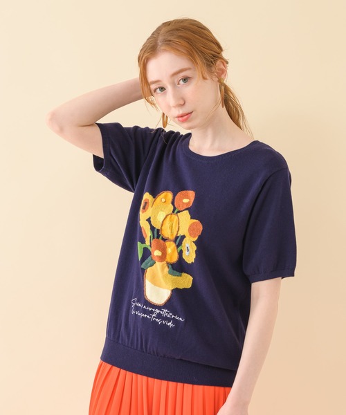 Paradise Picnic（パラダイスピクニック）の「ROSIEE　ひまわりインターシャニット（ニット/セーター・レディース・ホワイト/ネイビー・FREE）」の10枚目の写真