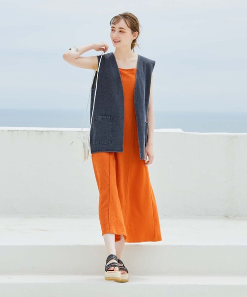 archives（アルシーヴ）の「フクレジャガードパイピングキャミワンピース（ワンピース・レディース・ブラック/イエロー/アイボリー/オレンジ・MEDIUM）」の7枚目の写真