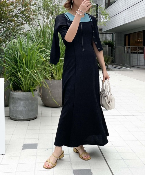 archives（アルシーヴ）の「フクレジャガードパイピングキャミワンピース（ワンピース・レディース・ブラック/イエロー/アイボリー/オレンジ・MEDIUM）」の18枚目の写真