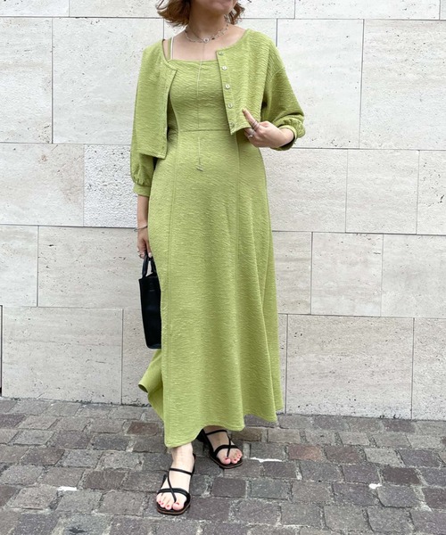 archives（アルシーヴ）の「フクレジャガードパイピングキャミワンピース（ワンピース・レディース・ブラック/イエロー/アイボリー/オレンジ・MEDIUM）」の15枚目の写真