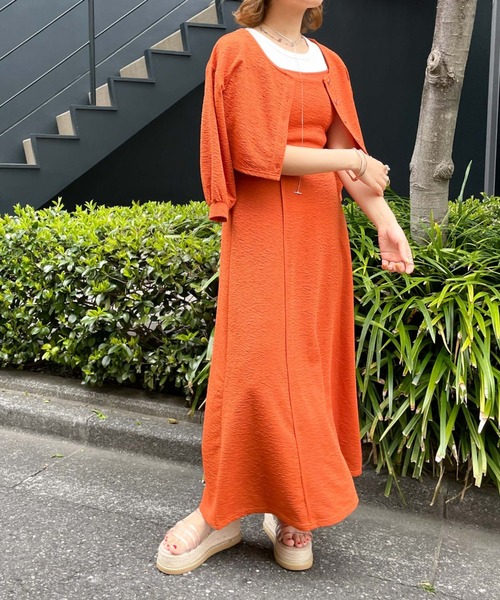 archives（アルシーヴ）の「フクレジャガードパイピングキャミワンピース（ワンピース・レディース・ブラック/イエロー/アイボリー/オレンジ・MEDIUM）」の11枚目の写真