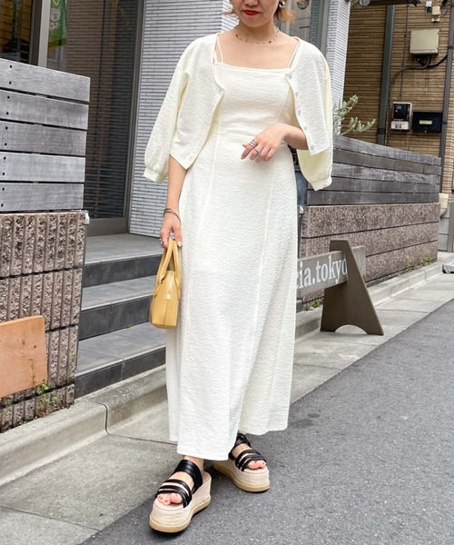 archives（アルシーヴ）の「フクレジャガードパイピングキャミワンピース（ワンピース・レディース・ブラック/イエロー/アイボリー/オレンジ・MEDIUM）」の13枚目の写真