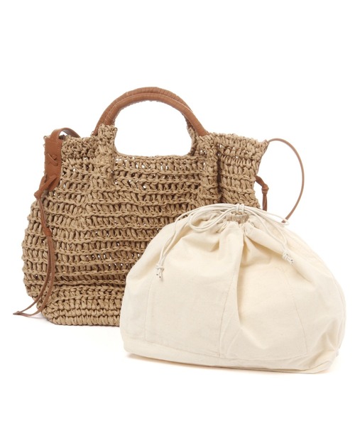 studio CLIP（スタディオクリップ）の「雑材ワイドハンドルバッグ（トートバッグ・レディース・ベージュ/グレー・FREE）」の5枚目の写真