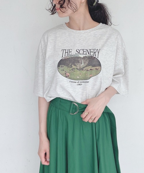 AS KNOW AS plus（アズノゥアズプラス）の「●vintageフォトＴシャツ（Tシャツ/カットソー・レディース・ライトブルー/オートミール/キナリ・FREE）」の3枚目の写真