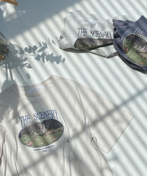 AS KNOW AS plus（アズノゥアズプラス）の「●vintageフォトＴシャツ（Tシャツ/カットソー・レディース・ライトブルー/オートミール/キナリ・FREE）」の2枚目の写真