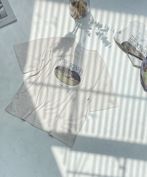 AS KNOW AS plus（アズノゥアズプラス）の「●vintageフォトＴシャツ（Tシャツ/カットソー・レディース・ライトブルー/オートミール/キナリ・FREE）」の4枚目の写真