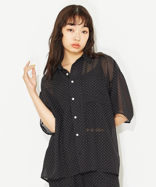 ネットオフ 送料得店  X-girl（エックスガール）の「CHIFFON SHIRT DETAIL SEAM トップス