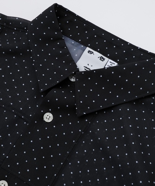 X-girl（エックスガール）の「CHIFFON SEAM DETAIL SHIRT/シフォン シースルーシャツ（シャツ/ブラウス・レディース・ブラック/ベージュ・S/M）」の5枚目の写真