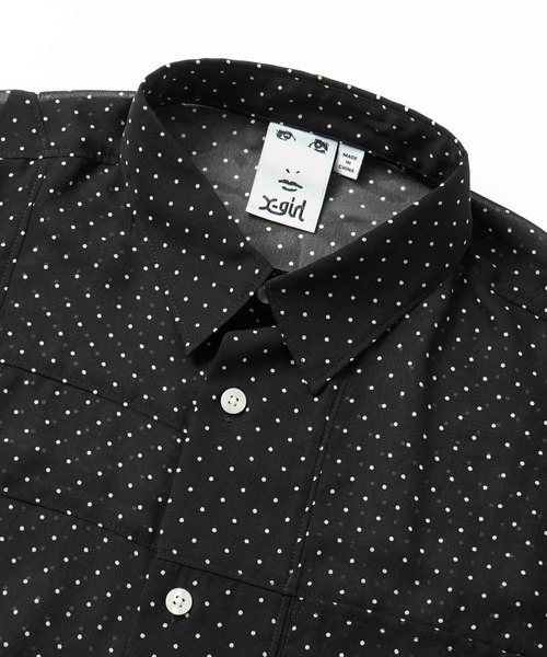 X-girl（エックスガール）の「CHIFFON SEAM DETAIL SHIRT/シフォン シースルーシャツ（シャツ/ブラウス・レディース・ブラック/ベージュ・S/M）」の14枚目の写真