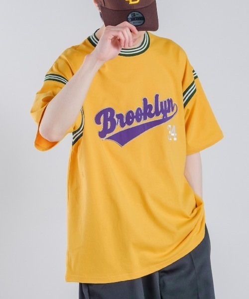 improves（インプローブス）の「USコットン カレッジロゴ 刺しゅう ラインリブ 半袖Tシャツ（Tシャツ/カットソー・メンズ・アッシュ/スミクロ/マスタード/グリーン・LARGE/MEDIUM）」の4枚目の写真