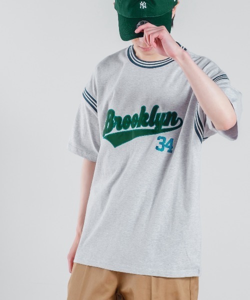 improves（インプローブス）の「USコットン カレッジロゴ 刺しゅう ラインリブ 半袖Tシャツ（Tシャツ/カットソー・メンズ・アッシュ/スミクロ/マスタード/グリーン・LARGE/MEDIUM）」の5枚目の写真