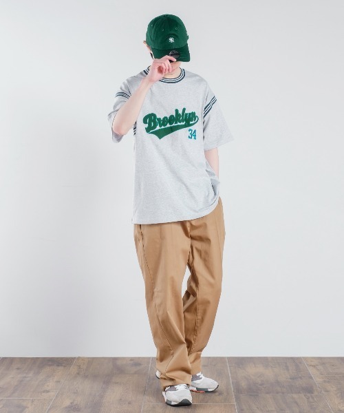 improves（インプローブス）の「USコットン カレッジロゴ 刺しゅう ラインリブ 半袖Tシャツ（Tシャツ/カットソー・メンズ・アッシュ/スミクロ/マスタード/グリーン・LARGE/MEDIUM）」の7枚目の写真