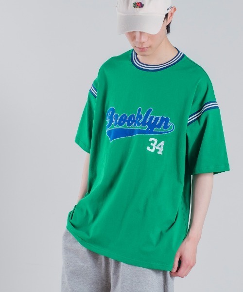 improves（インプローブス）の「USコットン カレッジロゴ 刺しゅう ラインリブ 半袖Tシャツ（Tシャツ/カットソー・メンズ・アッシュ/スミクロ/マスタード/グリーン・LARGE/MEDIUM）」の11枚目の写真