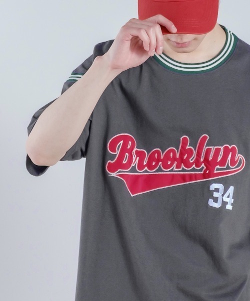 improves（インプローブス）の「USコットン カレッジロゴ 刺しゅう ラインリブ 半袖Tシャツ（Tシャツ/カットソー・メンズ・アッシュ/スミクロ/マスタード/グリーン・LARGE/MEDIUM）」の15枚目の写真